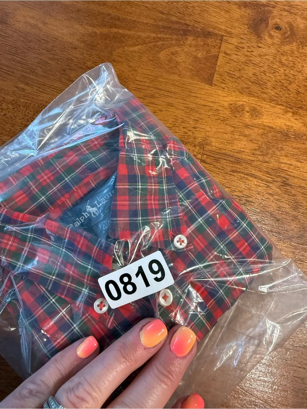Ralph Lauren Boys Red Green blue Plaid Holiday Dress Shirt Size 4/4T Christmas